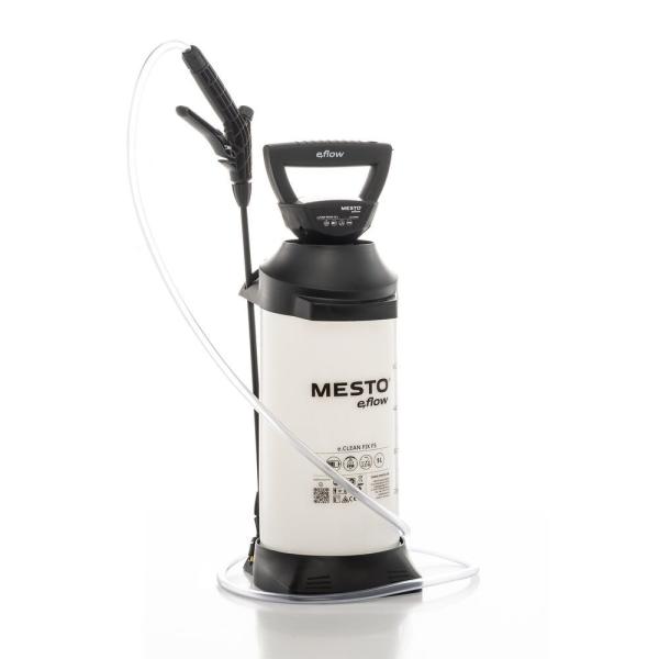 MESTO e.CLEAN FIX F5 Akku-Drucksprühgerät 5 L – 3227FM mit transparenter Säurebeständigkeitsausführung, FPM-Dichtungen, USB-C Akkugriff, schwarz-weiß